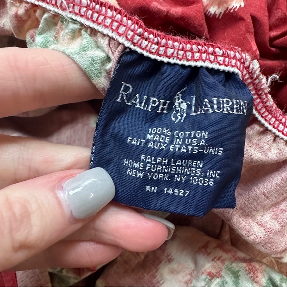 Ralph Lauren Elena Red Floral Full Deep Fitted Sheet 100% Cotton - Picture 2 of 4